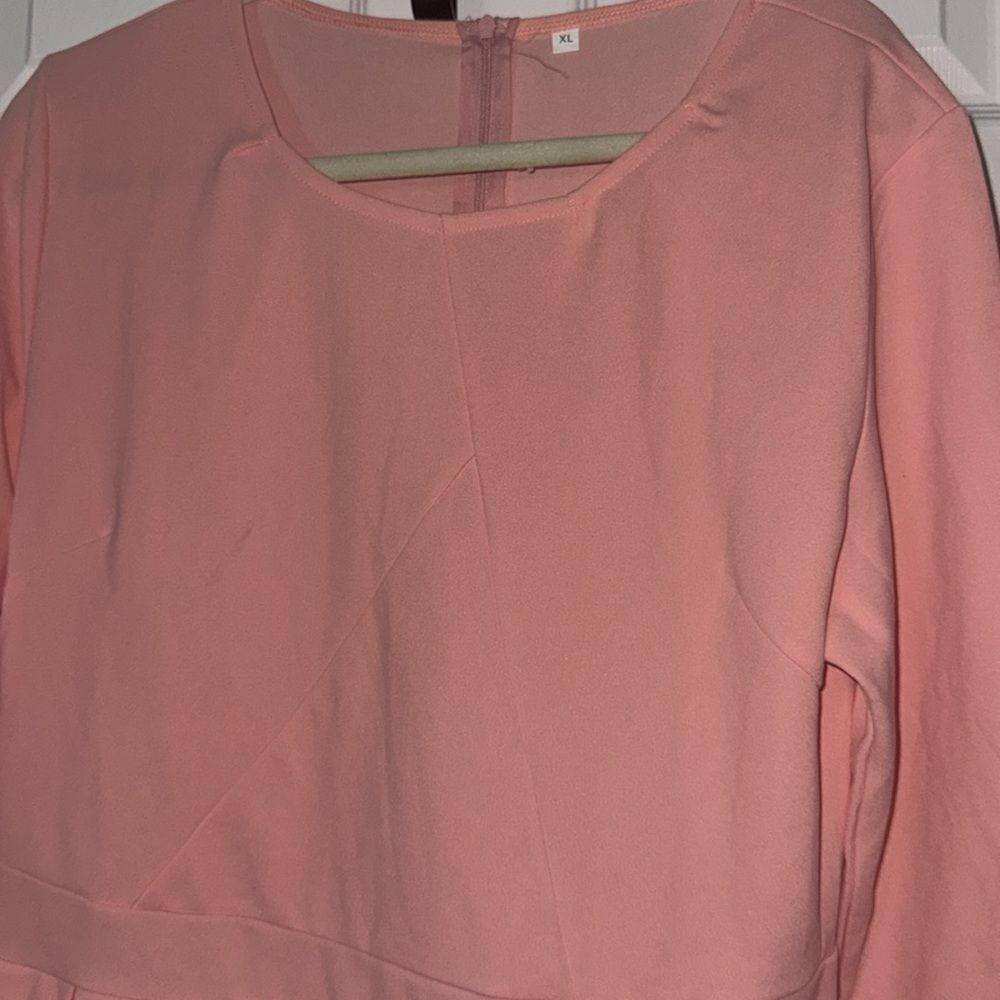 Women 3/4 Sleeve Bodycon Ruffle Vintage Work Midi Pencil Dress xl Like new - Picture 9 of 12